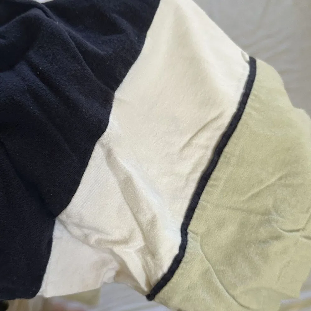 Y2K Beige & Black Color-Block Tee XL